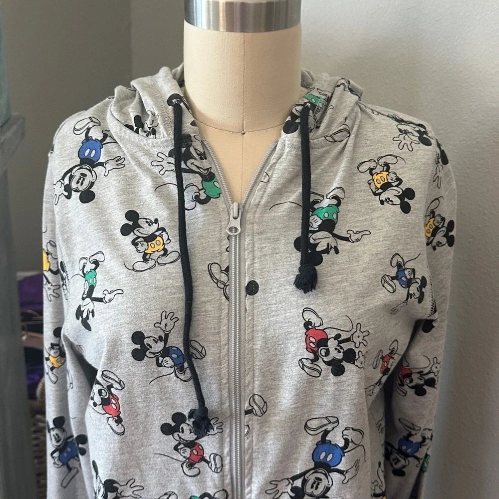 Disney Parks Full Zip Light Weight Gray Mickey Hoodie - Picture 5 of 7